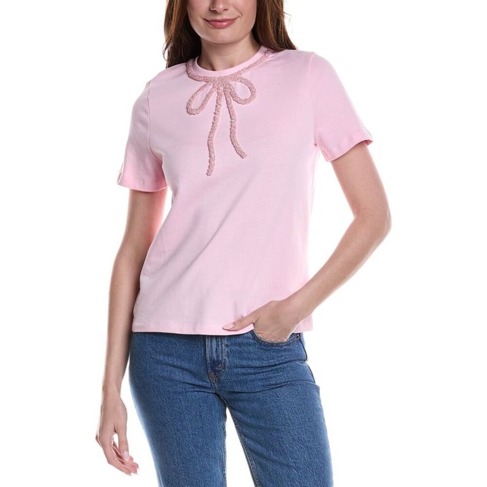 English Factory Womens  Beaded Bow T-Shirt